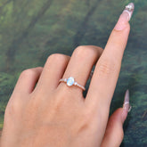 1 Carat Oval Cut Three Stone Natural Moonstone Promise Ring Classic Wedding Ring